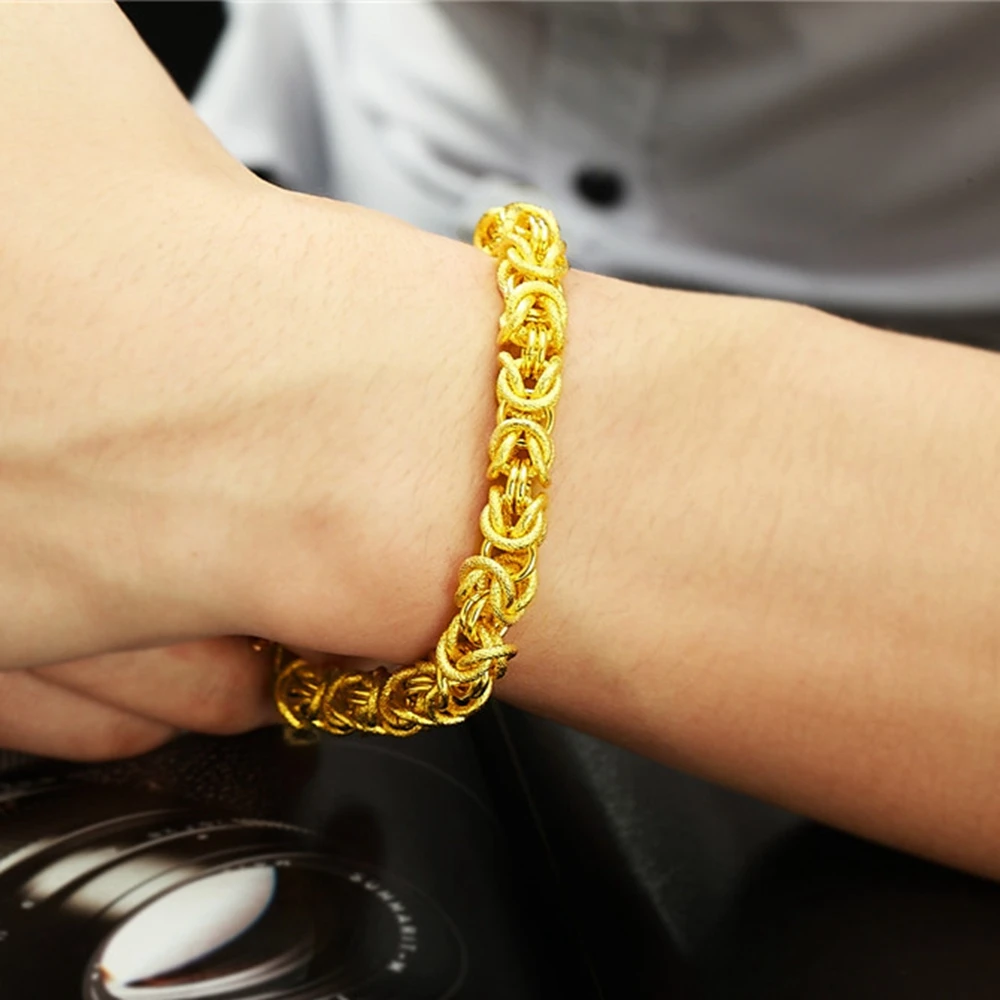 Thick Bracelet Yellow Gold Filled Mens Chain With Dragon Head Design | Украшения и аксессуары