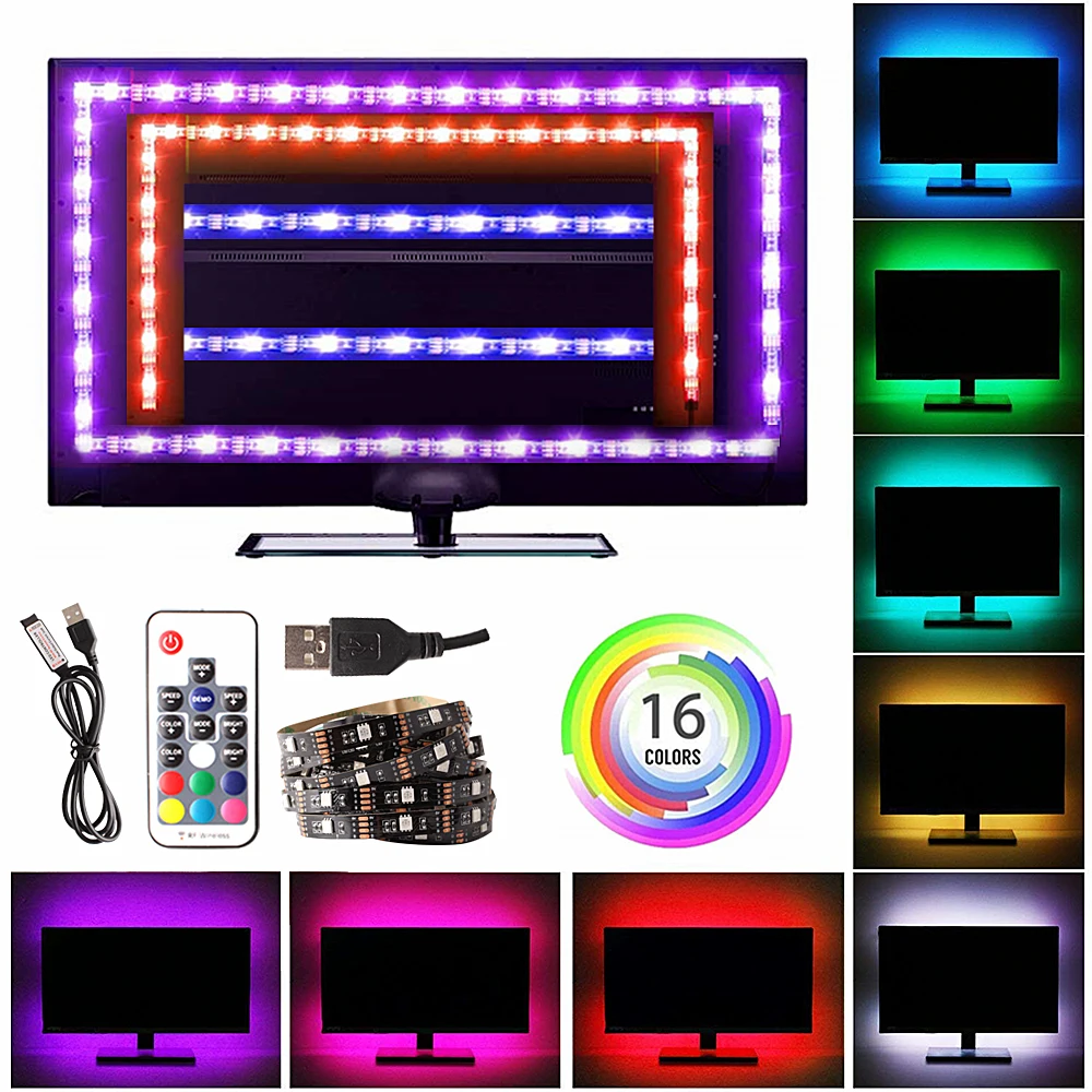 DC5V RGB Светодиодная лента SMD5050 Tira светодиодная USB лента RGB подсветка лента для компьютера ТВ фон Fita светодиодная полоса гибкий неоновый светильник