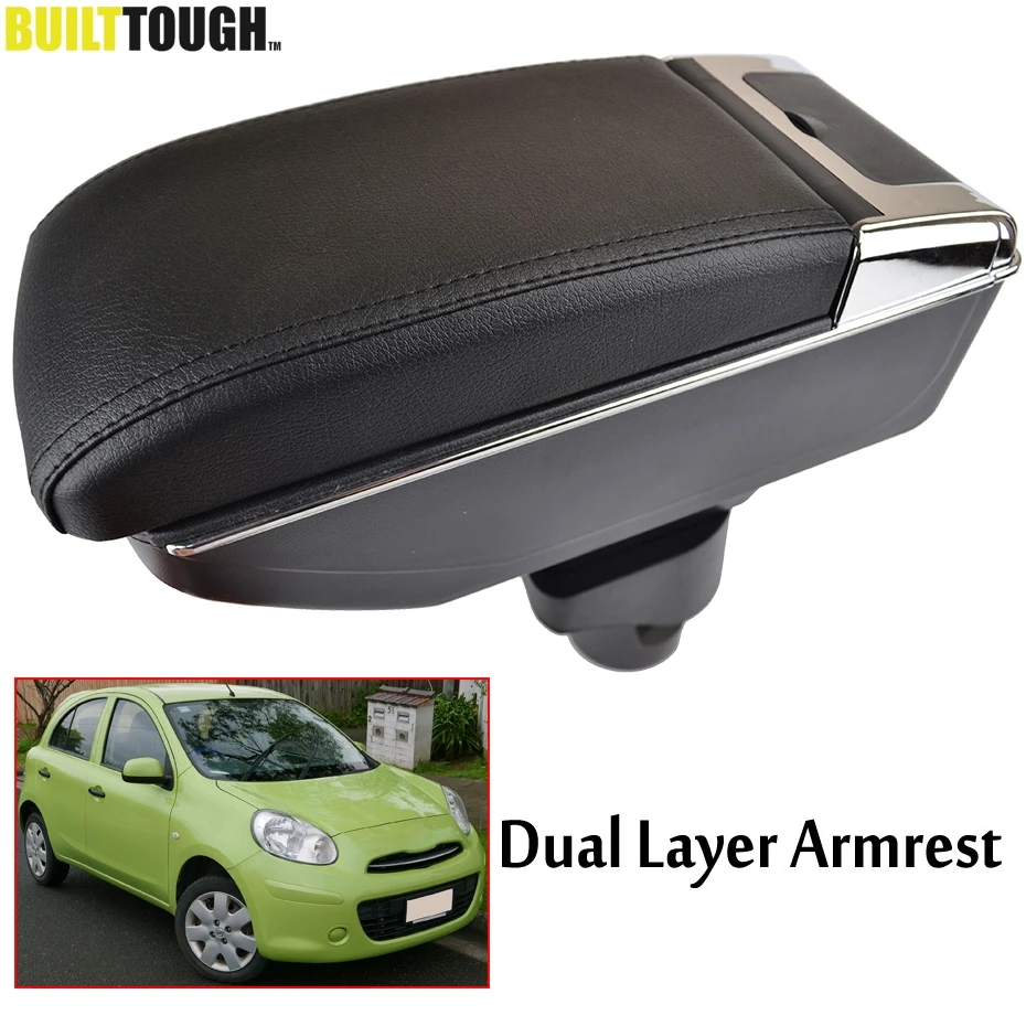 Подлокотник для Nissan March Micra K13 11 16 Renault Pulse центральная консоль кожаный двухслойный
