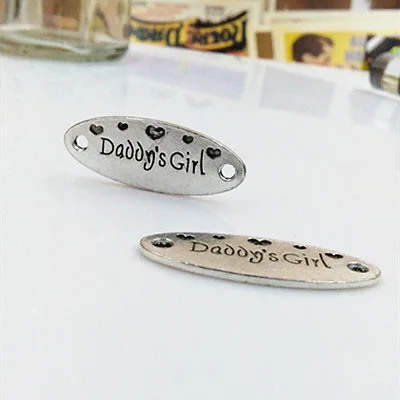 

2021 most popular 10 Pieces/Lot 13mm*34mm Antique Silver Plated Daddy's Girl Bracelet Connector Charm For Jewelry Making
