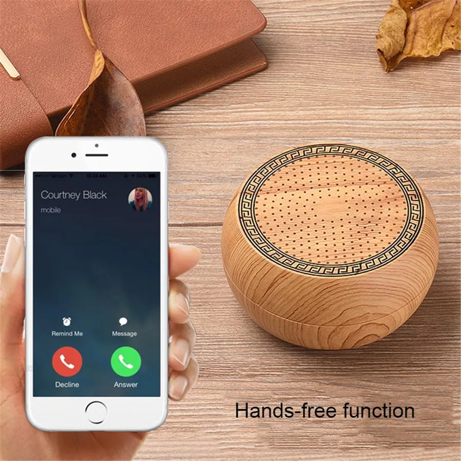 Портативный деревянный Беспроводной Bluetooth Динамик Hands-free С микрофоном колонки