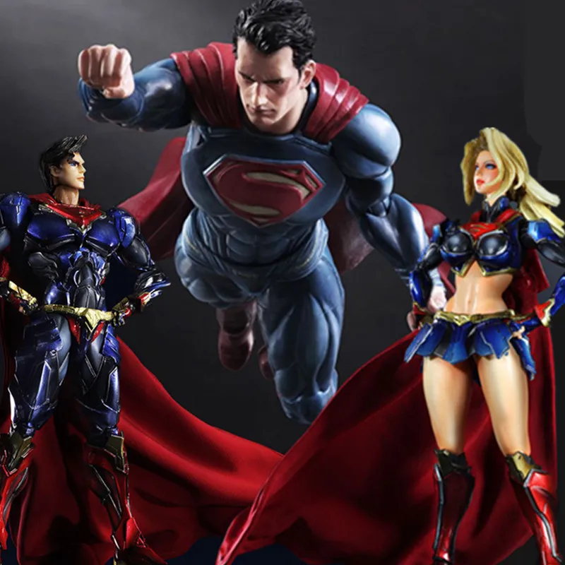 Супермен Play Arts Kai Action Figure Supergirl супер женщина Коллекционная модель игрушки ПВХ