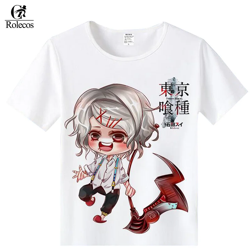 Классический японский аниме костюм Rolecos Tokyo Ghoul футболка для косплея канеки Кен