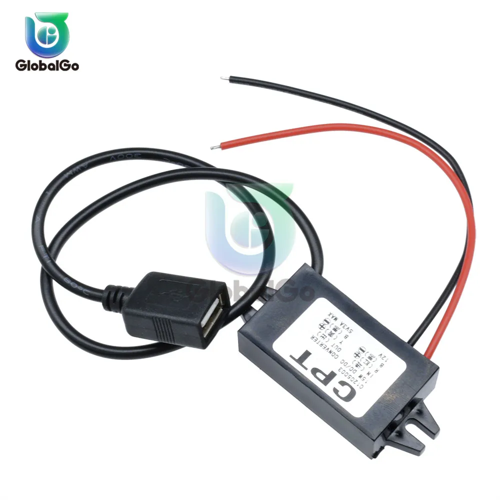 Dc-dc 12 В до 5 В 3A 15 Вт Авто Водонепроницаемый источник питания двойной USB микро-usb; мини USB понижающий мощность Regulator регулятор преобразователя