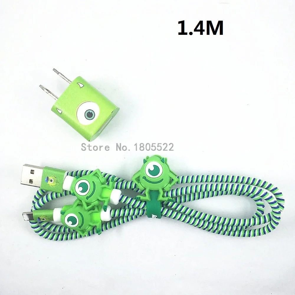 1 комплект мультяшный USB защитный кабель Winder наклейки для зарядного устройства кабельный провод Органайзер тпу спиральный шнур протектор для iphone 5 6 7