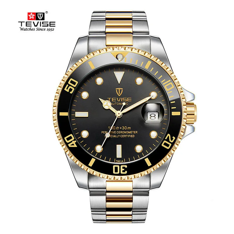 

Tevise Men Watch Fashion Luxury Relogio Masculino Stainless steel Calendar Automatic Mechanical Wristwatch Watch Men Male Clock