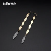 longway 2019 long earring copper connection white crystal pendant earrings drop earrings for women wedding earrings ser170079