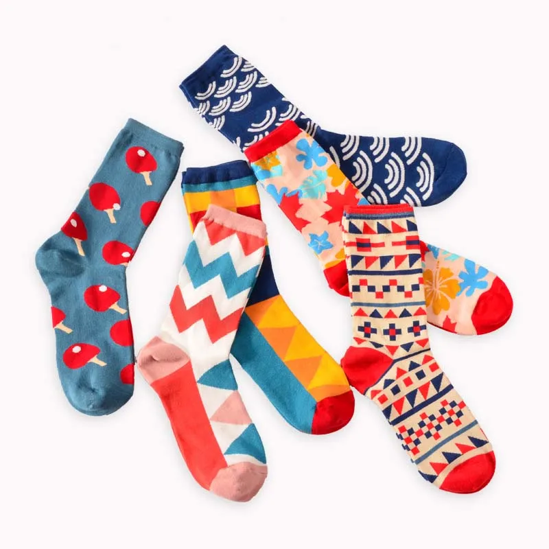 

New Fashion Women Colour Crew Cotton Happy Socks Men Casual Harajuku Designer Novelty Art Funny Soft Comfort Socks Unisex Sox