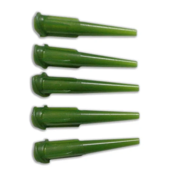 100 шт. зеленых пластиковых игл для дозаторов жидких клеев с конической головкой 14G в комплекте.