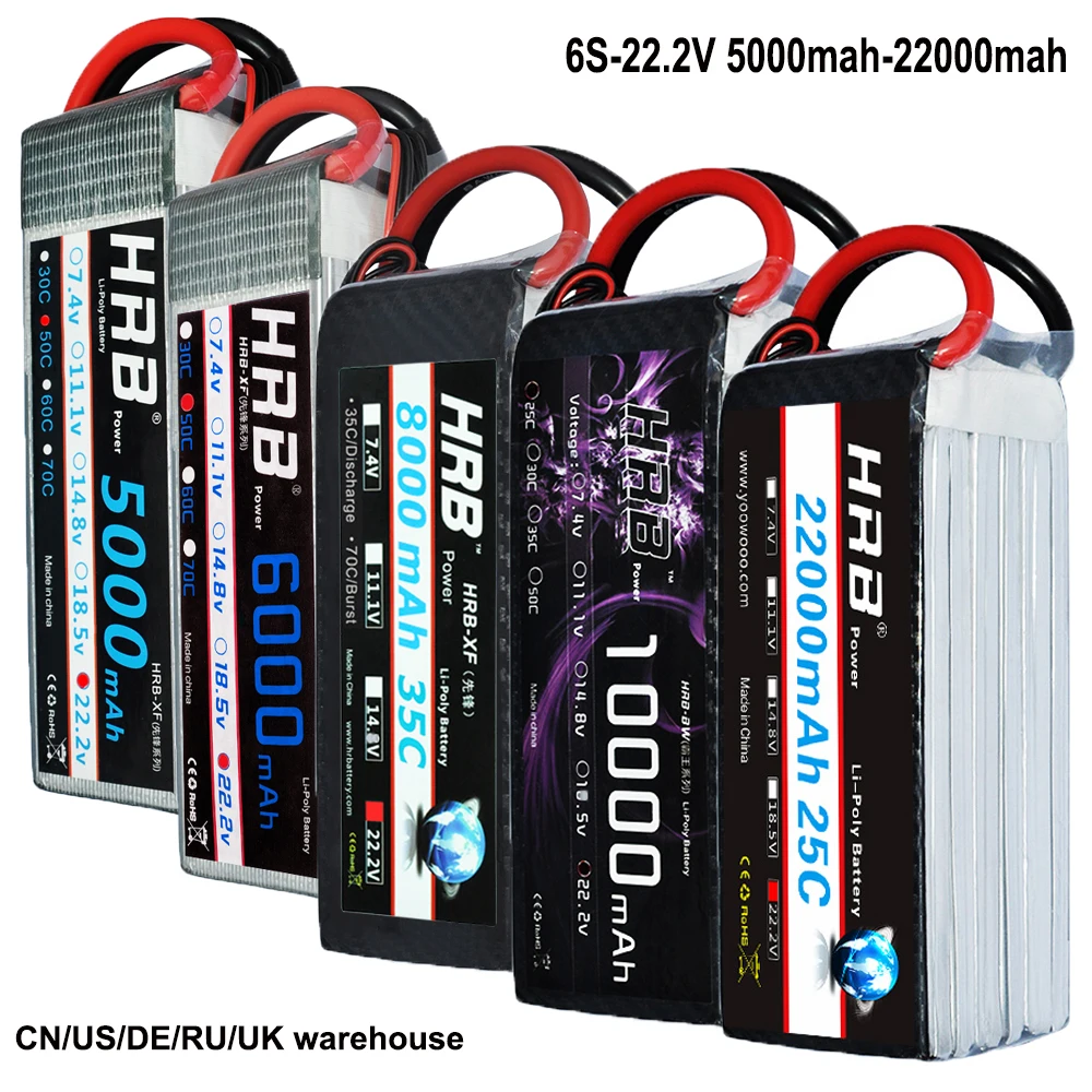 Аккумулятор HRB Lipo 6S 22 2 V 5000mAh 5200mah 6000mah 8000mah 10000mah 12000mah 16000mah 22000mah 50C для Дрон RC UAV