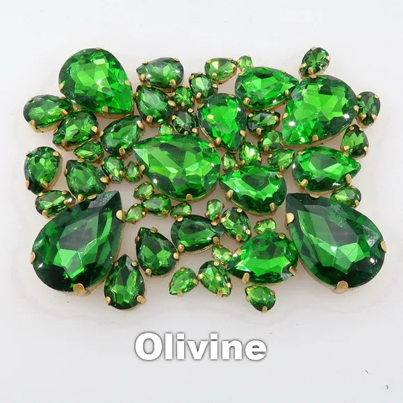 A11 Olivine Серьги в форме капли воды, 7 размеров микс 50 шт./пакет золото коготь настройки хрусталя пришить стразы бусины торжественное платье, обуви, сумок и diy кружевной отделкой - Цвет: A11 Olivine