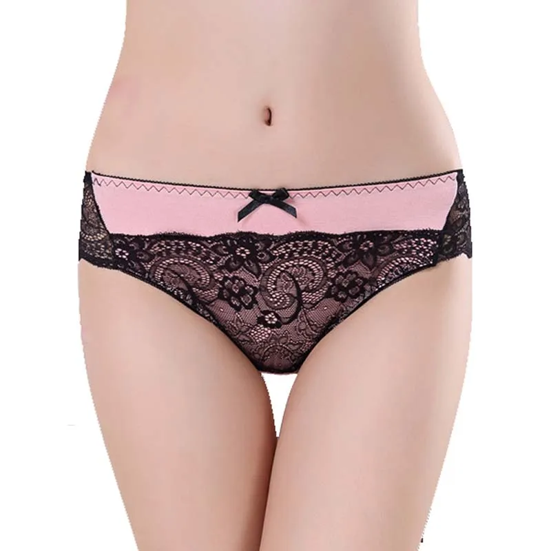 Женские сексуальные Лоскутные кружевные бесшовные трусики Femme удобные хлопковые
