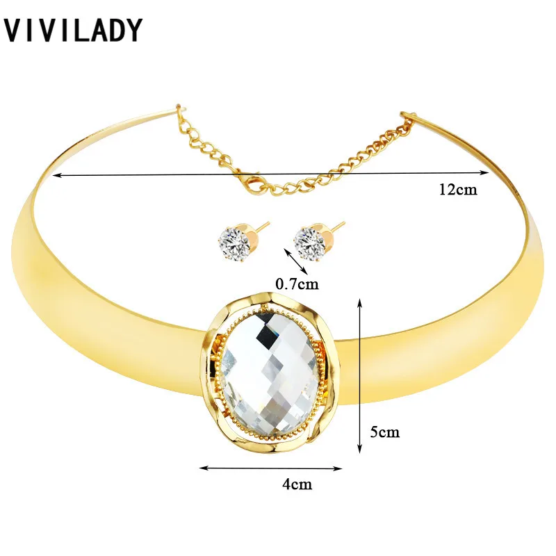 VIVILADY Африканские модные ювелирные наборы металлические Чокеры Воротник
