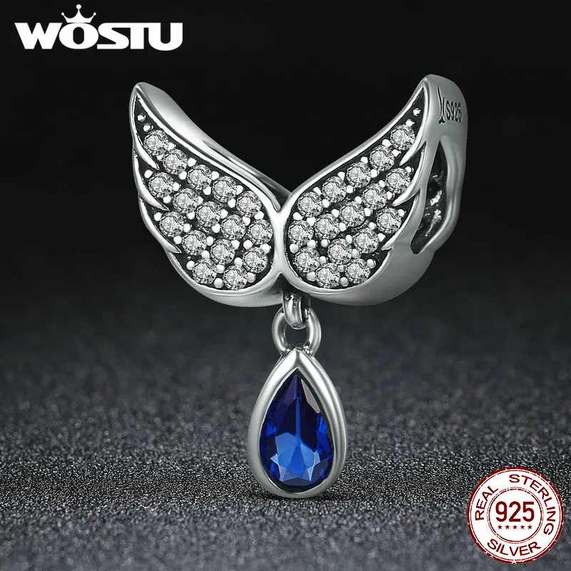 WOSTU хит продаж Настоящее серебро 925 пробы крылья ангела кулон с перьями шарм