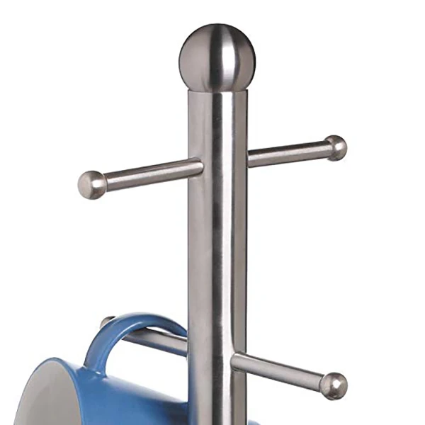 Кухня Ремесло люкс кружка дерево с 6 крючками нержавеющая сталь серебро 15x15x35