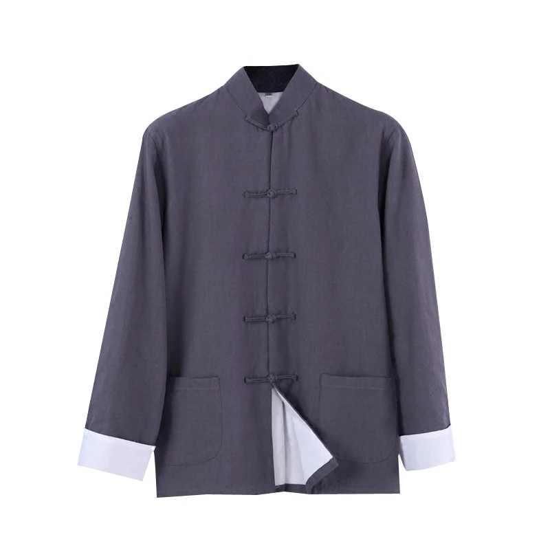 Весенне осенняя традиционная китайская одежда мужские топы с длинным рукавом