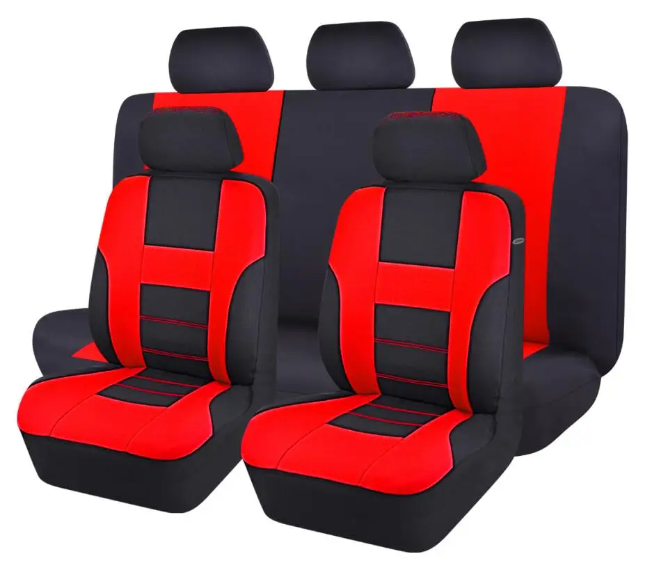 5 Seat Cover Red Автомобильный пропуск универсальный автомобильный чехол для сиденья тканевые Чехлы для автомобиля подходят для grande punto Lada Vesta polo sedan polo 6r golf - Название цвета: 5 Seat Cover Red