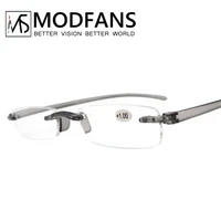 rimless reading glasses thin frame women men square spectacles frameless tr90 flexible presbyopic magnifying glasses1 to 3 5