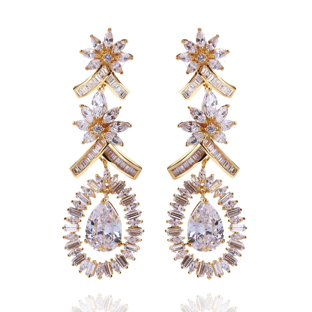 

Spring Summer Women Luxury Wedding Earrings Setting with AAA Cubic Zirconia Drop Earrings For Women Lead Free vintage jewelry