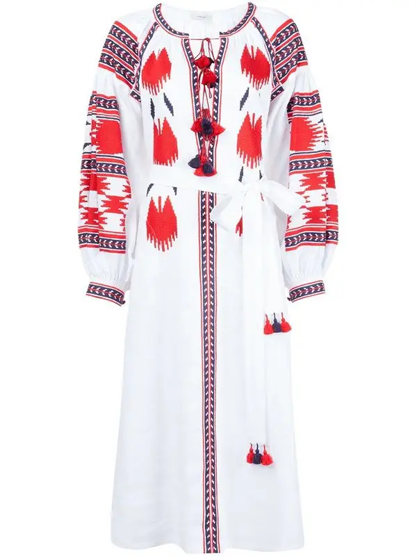 Женское богемное платье большого размера плюс с вышивкой и длинным круглым