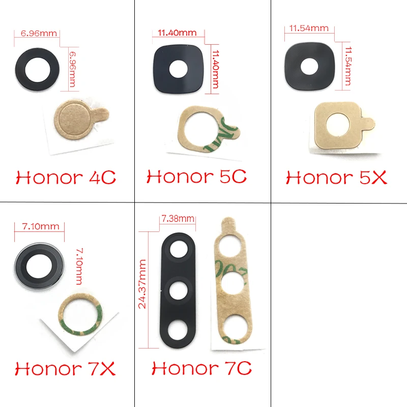 Для huawei Honor 7c 7x 5c 5x 4c 4x задний тыловой объектив камеры стеклянная крышка с клеем наклейки Замена