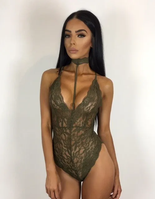 Женское Кружевное боди с глубоким V образным вырезом без рукавов|lace cover|lace up biker