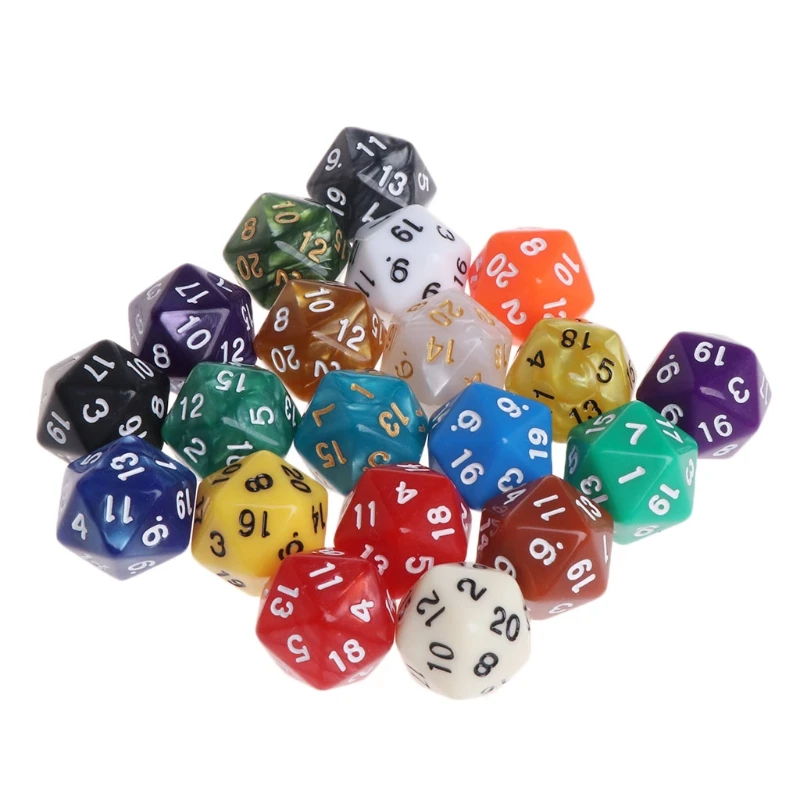 

20pcs Multicolor Acrylic Cube Dice Beads multiaspect Portable Table Games Toy