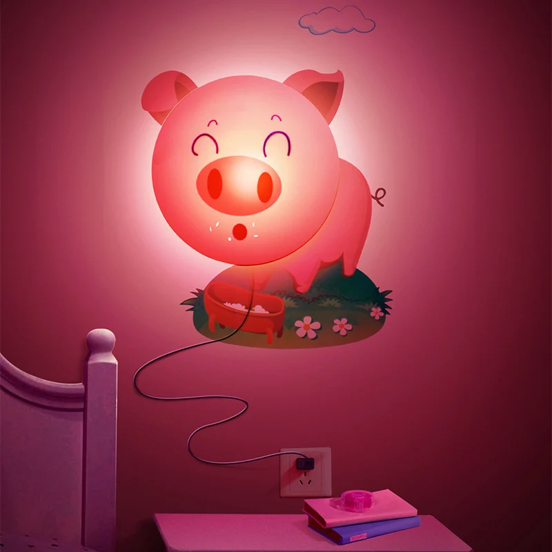 Съемная 3D Наклейка на стену СВЕТОДИОДНЫЙ Ночник мультфильм DIY обои настенный светильник для детей Подсолнух, Далматинец, розовая свинья, вы... от AliExpress RU&CIS NEW