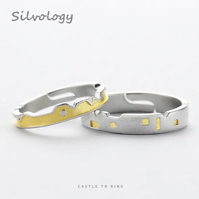 Silvology кольцо для пары из стерлингового серебра 925 пробы оригинальный дизайн