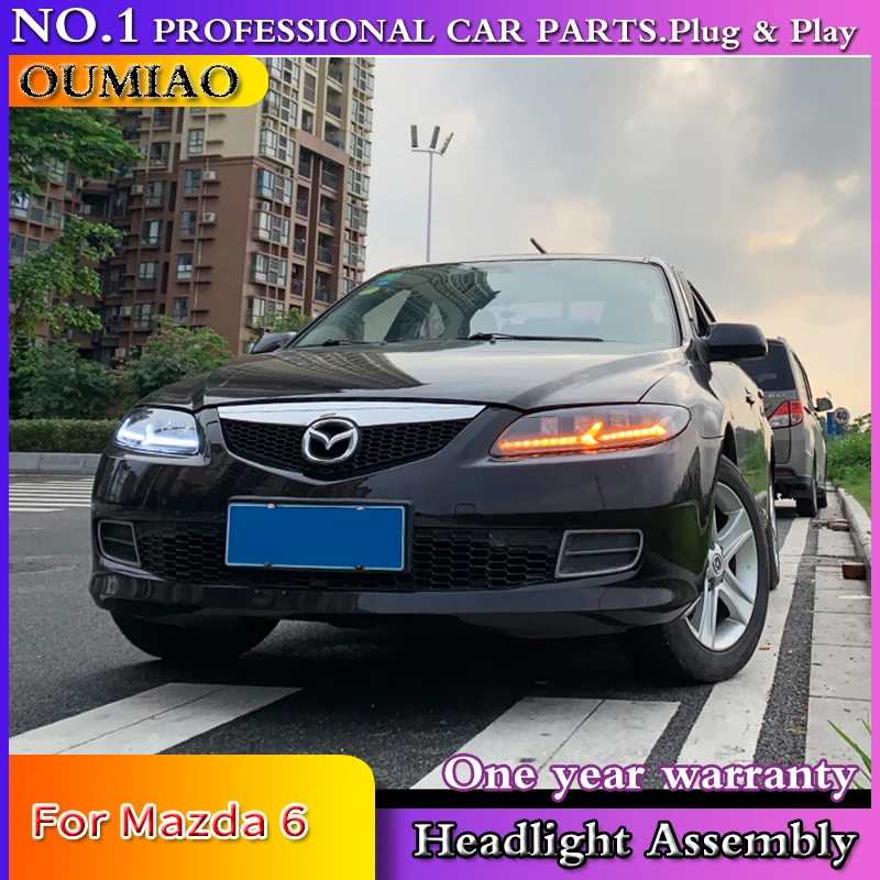 Автомобильный Стайлинг для Mazda 6 фары 2004-2012 Mazda 6 светодиодный фонарь DRL Высокий Низкий Луч светодиодный 4 светодиодный объектив динамический стример сигнал поворота