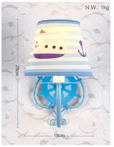 Mediteranean Sea Style Blue Wall Lights for kids room Modern LED cartoon Light Bedroom Lamp AC 110v-240v Sconce | Лампы и освещение
