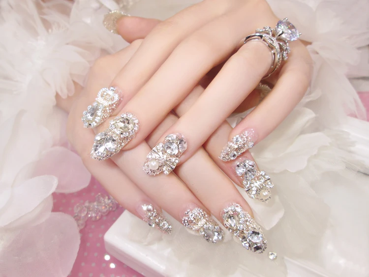 24 шт. готовое изделие для накладных ногтей Блестящий Драгоценный Камень ноготь