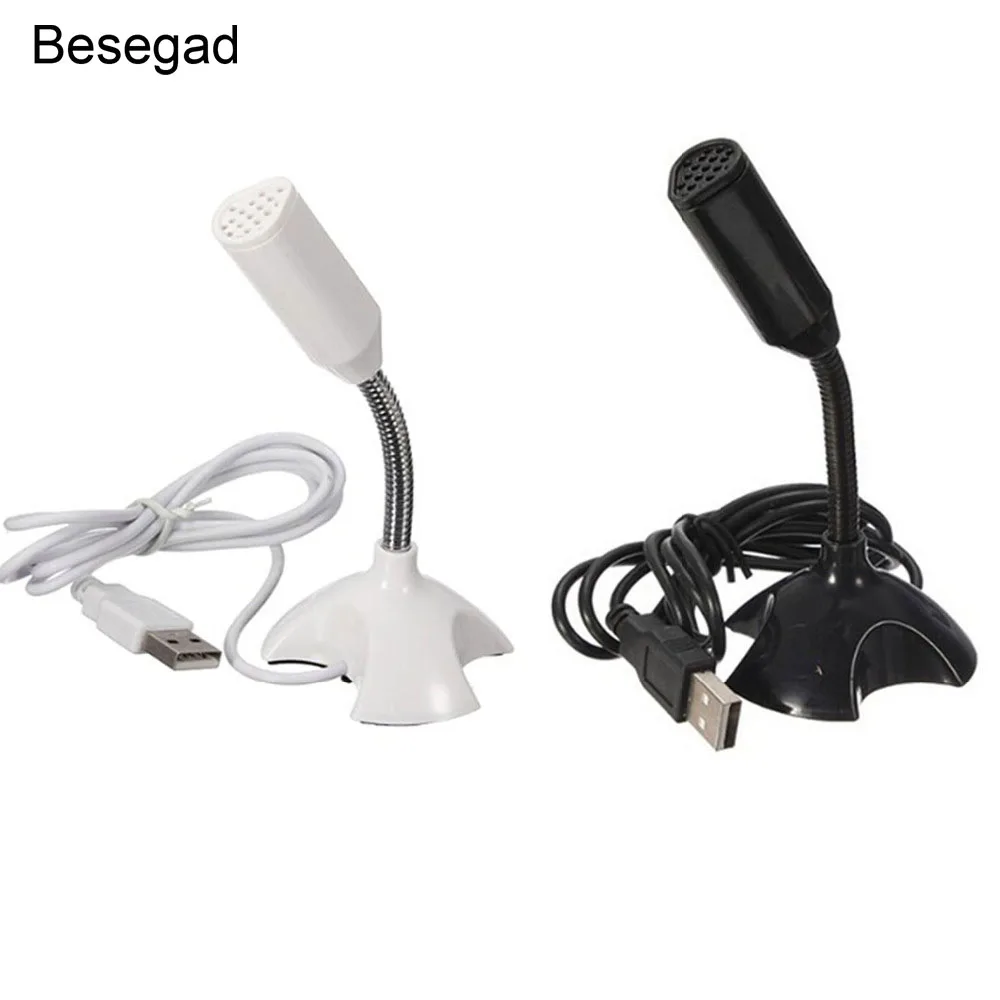 Настольный микрофон Besegad Mini USB с подставкой держатель для компьютера ноутбука