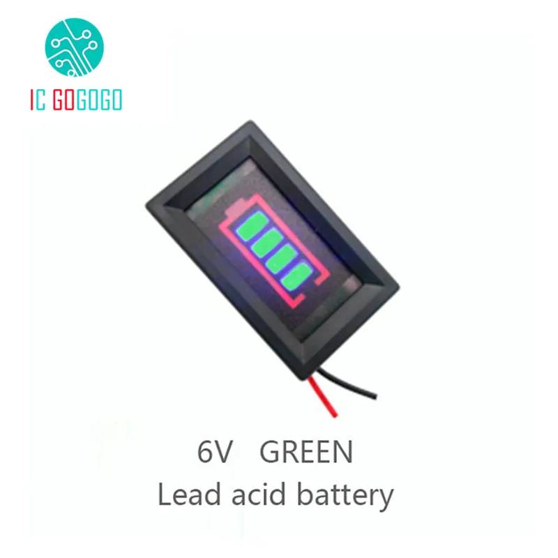 Зеленый 6 В свинцово кислотная Батарея Ёмкость индикатор модуль Дисплей