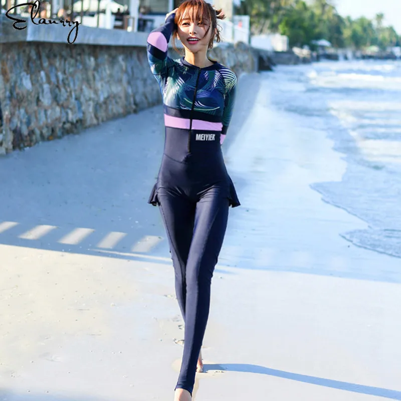 M921 Женский спортивный купальник с длинным рукавом, рашгарды, сексуальные с подкладкой, сдельные костюмы для серфинга, новые длинные штаны, летние купальники - Цвет: M921