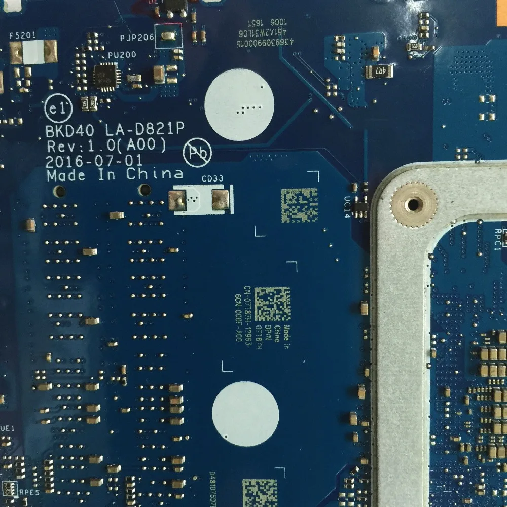 KEFU LA D821P 07T87H 0V736W 05CPRV для Dell INSPIRON 7460 7560 материнская плата BKD40 REV: 1 0 (A00) I5 7200U тестовая