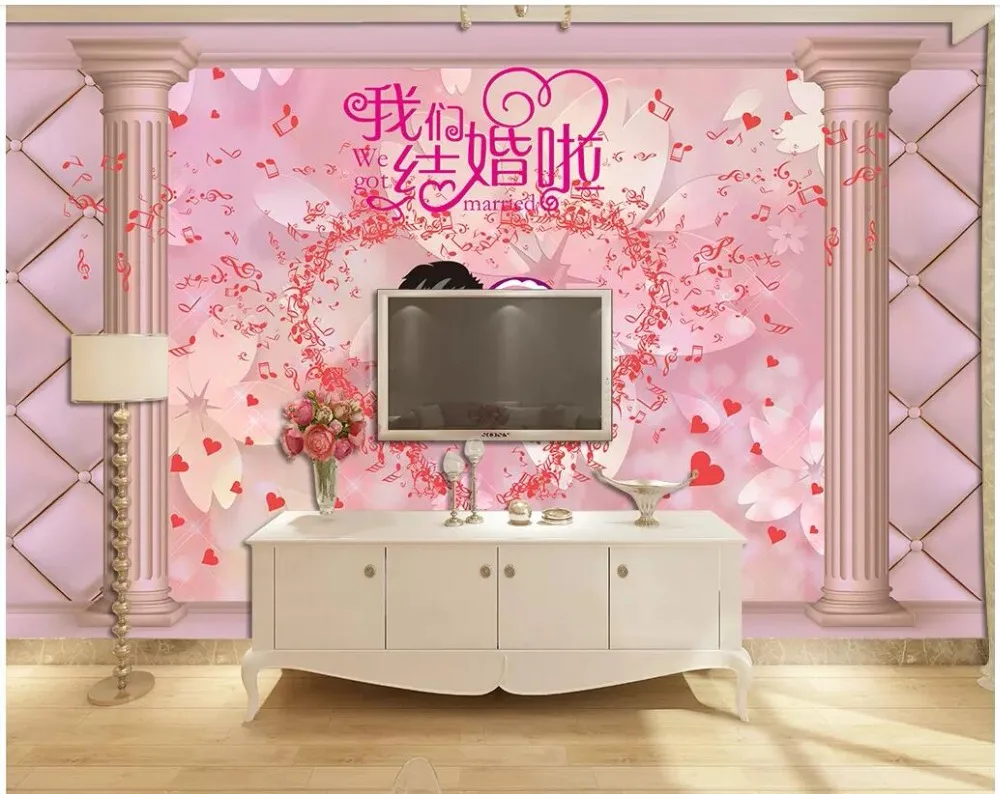 3d wallpaper custom photo European red festive wedding love background decor living room wall murals for walls 3 d | Обустройство