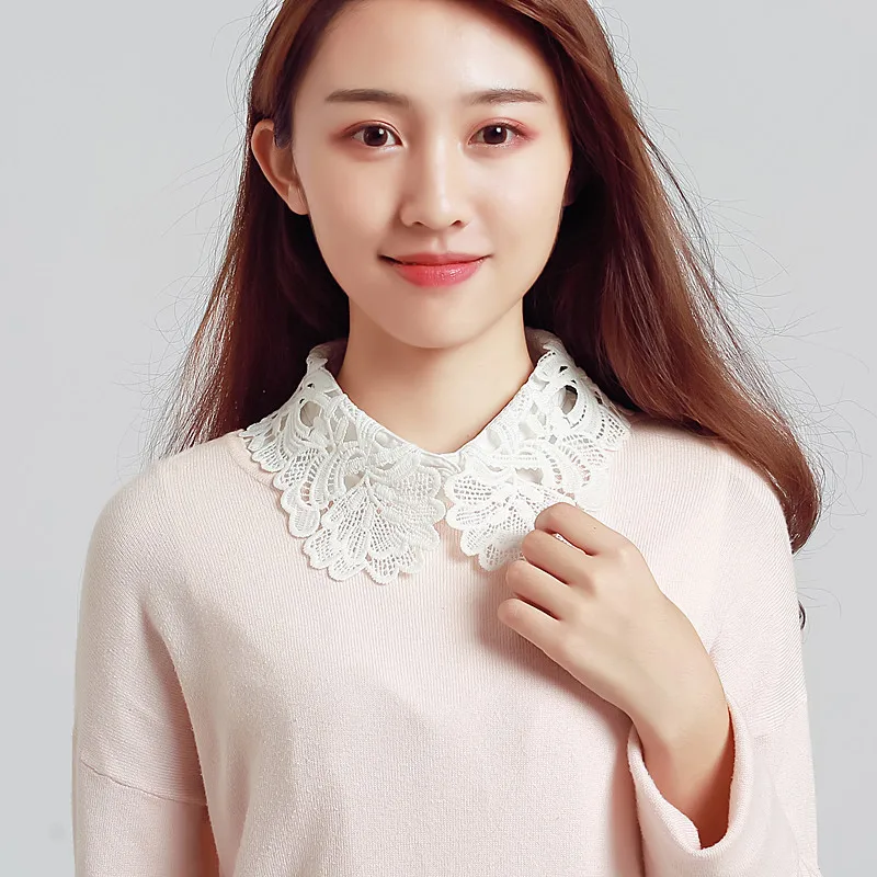 Женские хлопковые белые рубашки кружевной накладной воротник съемный оптовая