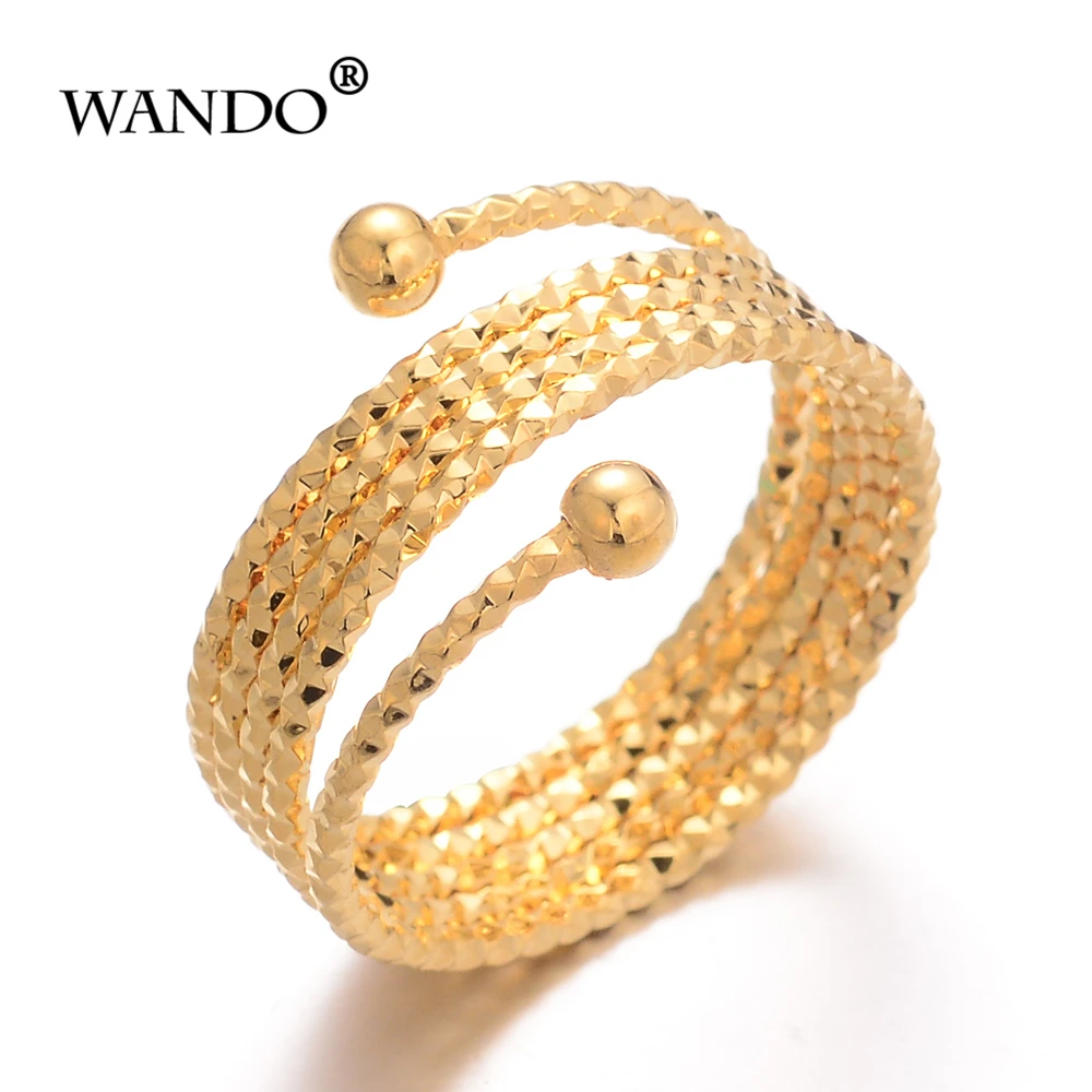 

WANDO New Ethiopian Women Wedding Ring Gold Color Eritrea Africa Fashion Ring Middle East Jewelry Girlfriend gift loops lucky