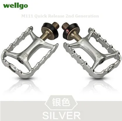 Silver Wellgo оригинальные M111 быстросъемные не быстросъемные велосипедные педали для шоссейного велосипеда сверхлегкие педали MTB велосипедные педали с подшипником - Цвет: Silver