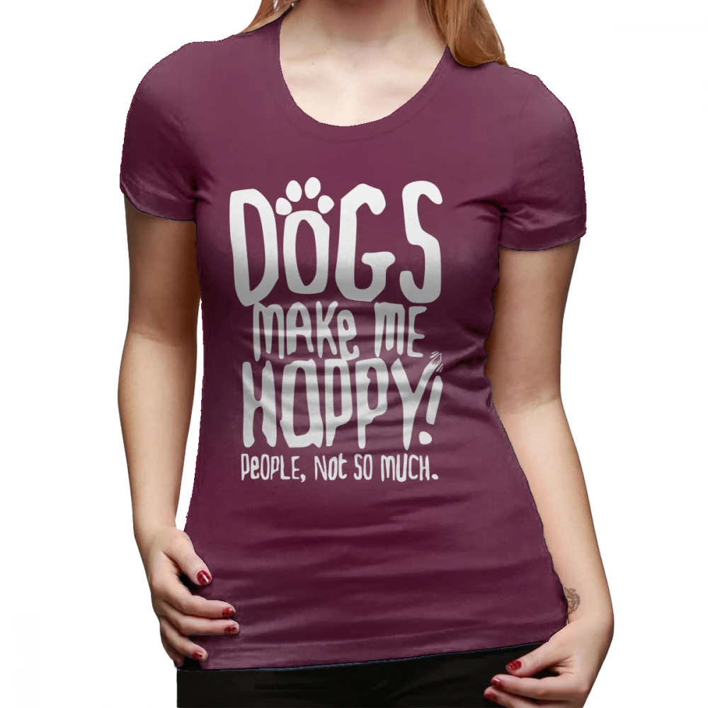 Футболка для спасательной собаки, футболка для собак Make Me Happy People Not So Much, Хлопковая женская футболка с круглым вырезом, женская футболка в уличном стиле - Цвет: Коричневый