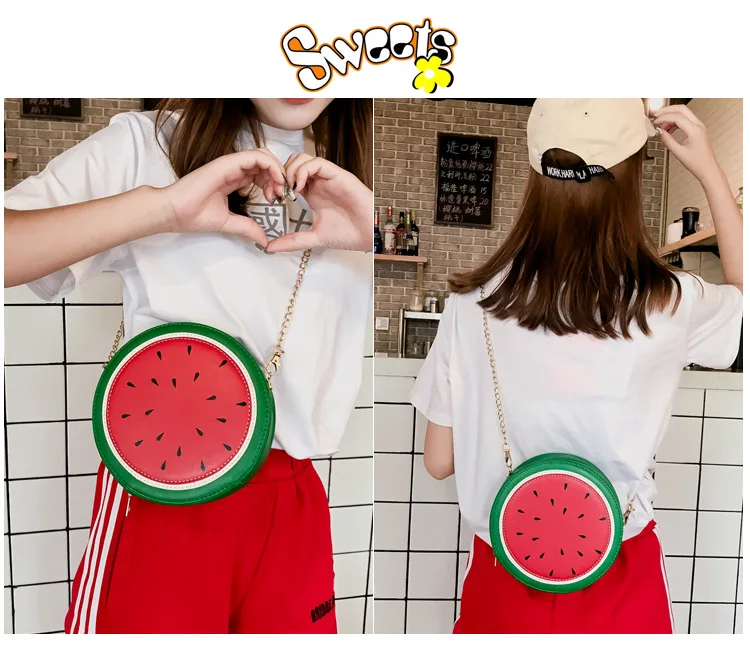 Fun Fashion Fruit Design Peach Watermelon Avocado Pu Leather Ladies Shoulder Bag Tote Crossbody Mini Messenger Bag Flap Handbag