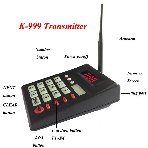 

customer service number caller for waitting people , 1 K-999 wireless numeric keypad + 3 K-2000C display