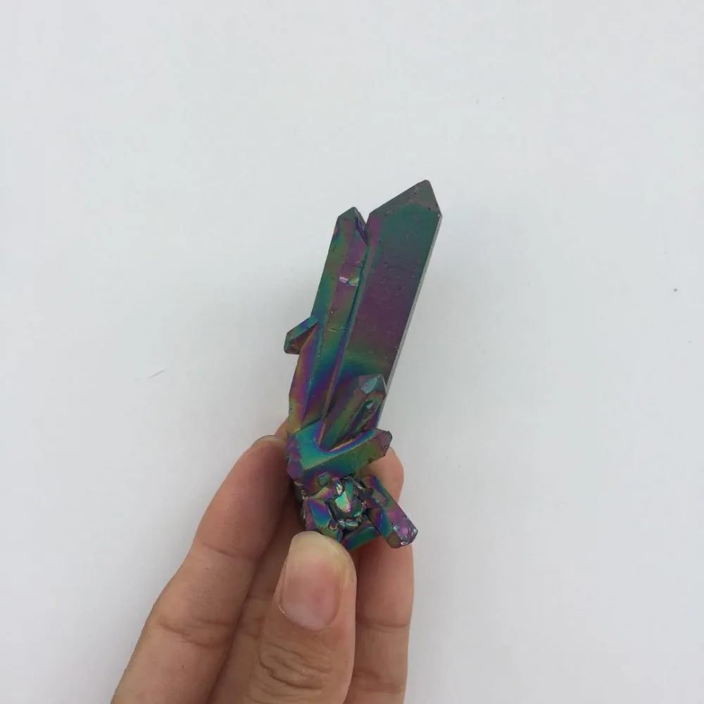 free shipping rainbow aura coated Crystal gemstone cluster meditation titanium electroplated crystal point flower gift | Дом и сад