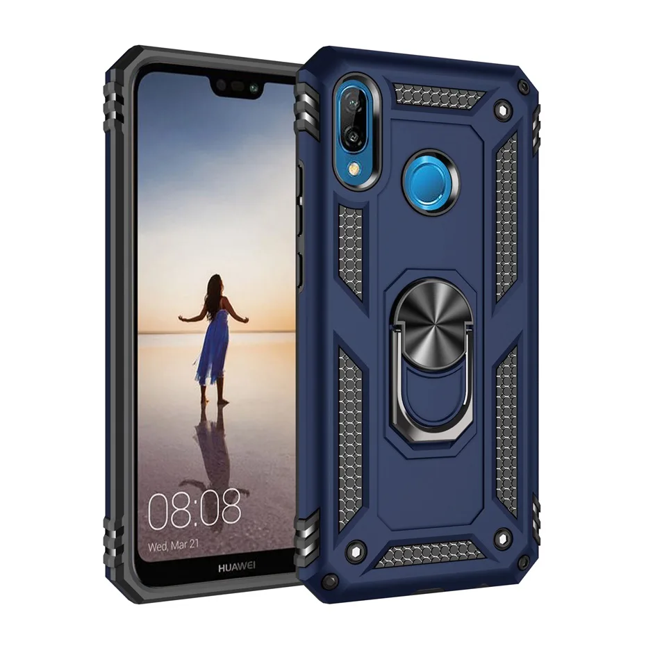 Армированный чехол для huawei P20 P30 LITE Y5 Y6 Y7 P SMART MATE 20 PRO NOVA 4 Honor 10 lite силиконовый магнитный автомобильный держатель с кольцом