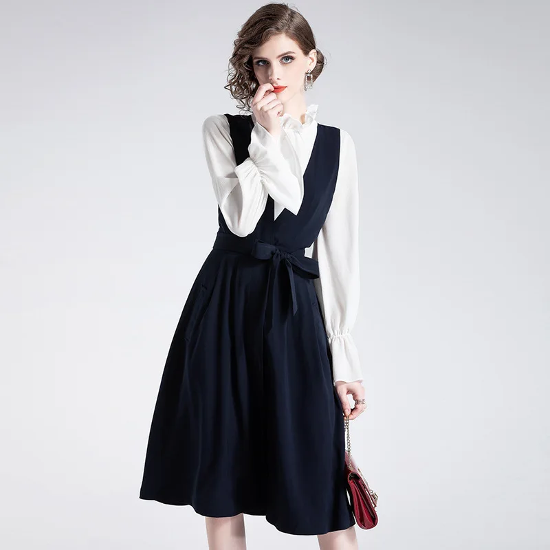 Ранняя Осенняя мода 2019 Новый женский комплект из двух предметов элегантный 2