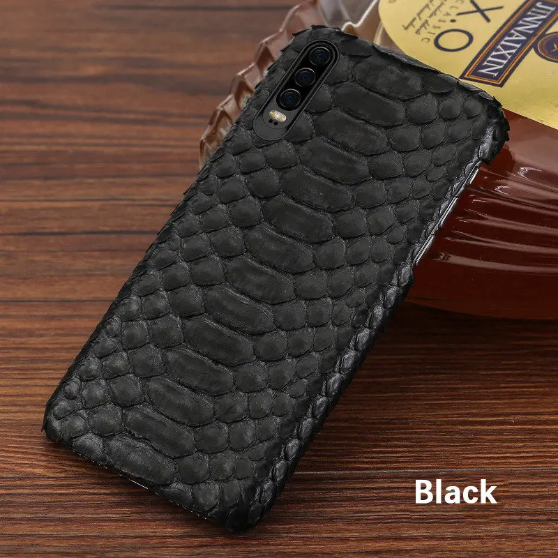 Чехол из натуральной змеиной кожи для huawei P30 Pro P20 Lite P10 чехол из кожи питона ручной работы Honor 10 9 View Note mate 20 P 30 - Цвет: Black