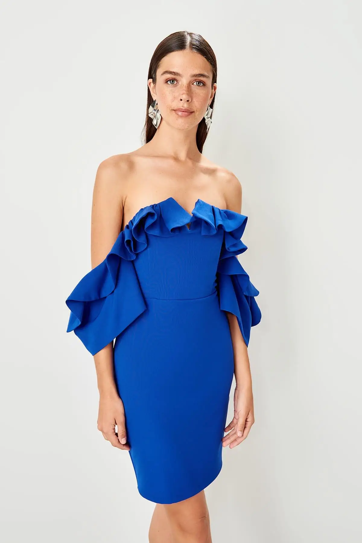 Trendyol Saks платье с воротником TPRSS19UT0205 | Женская одежда