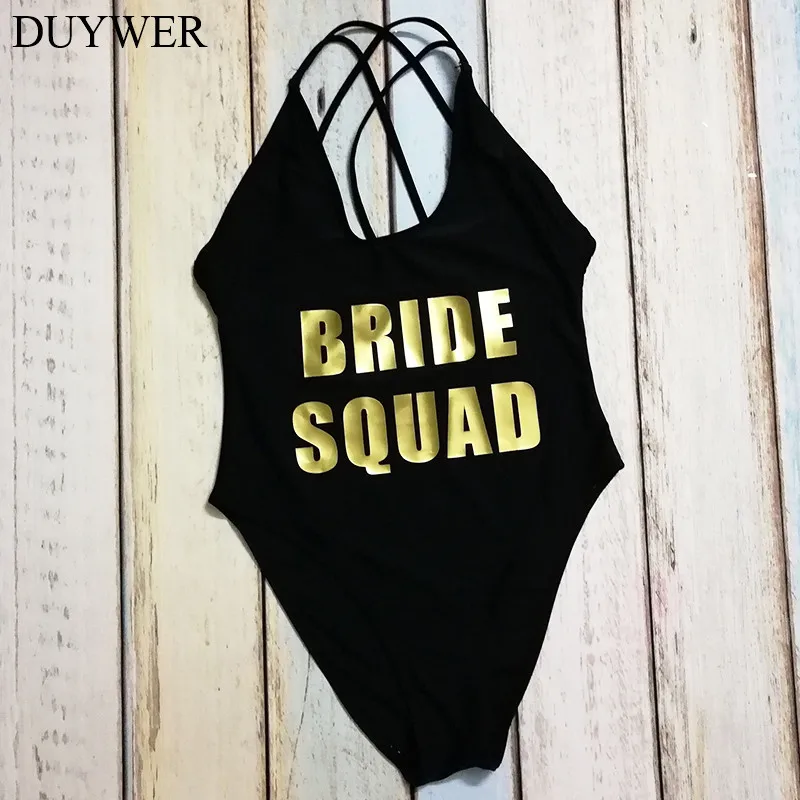 Красный Одна деталь купальник BRIDE SQUAD с принтом букв купальники бикини высокой