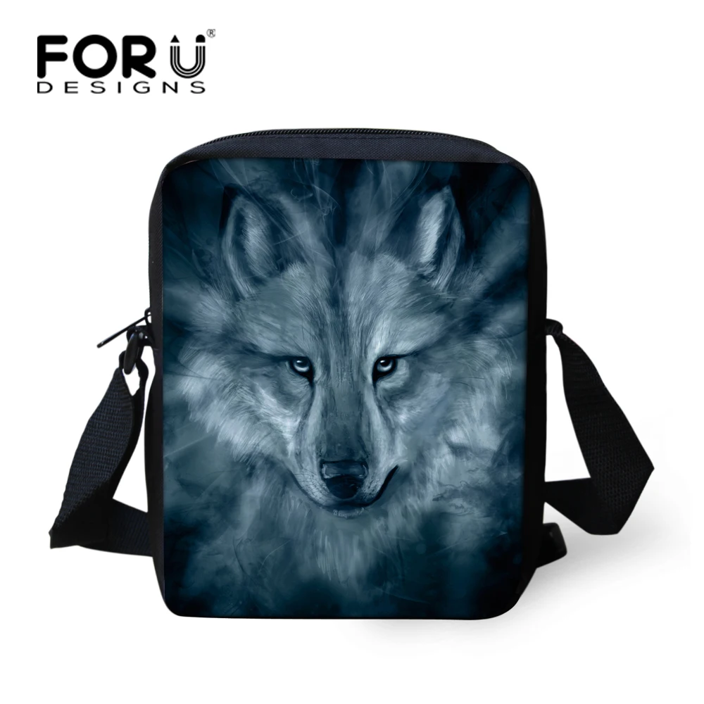 Крутая сумка мессенджер FORUDESIGNS с 3d изображением животных волк лев леопард